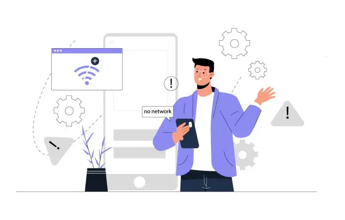 Man Facing Wifi Connectivity Problem on His Mobile Flat Style Character Illustration